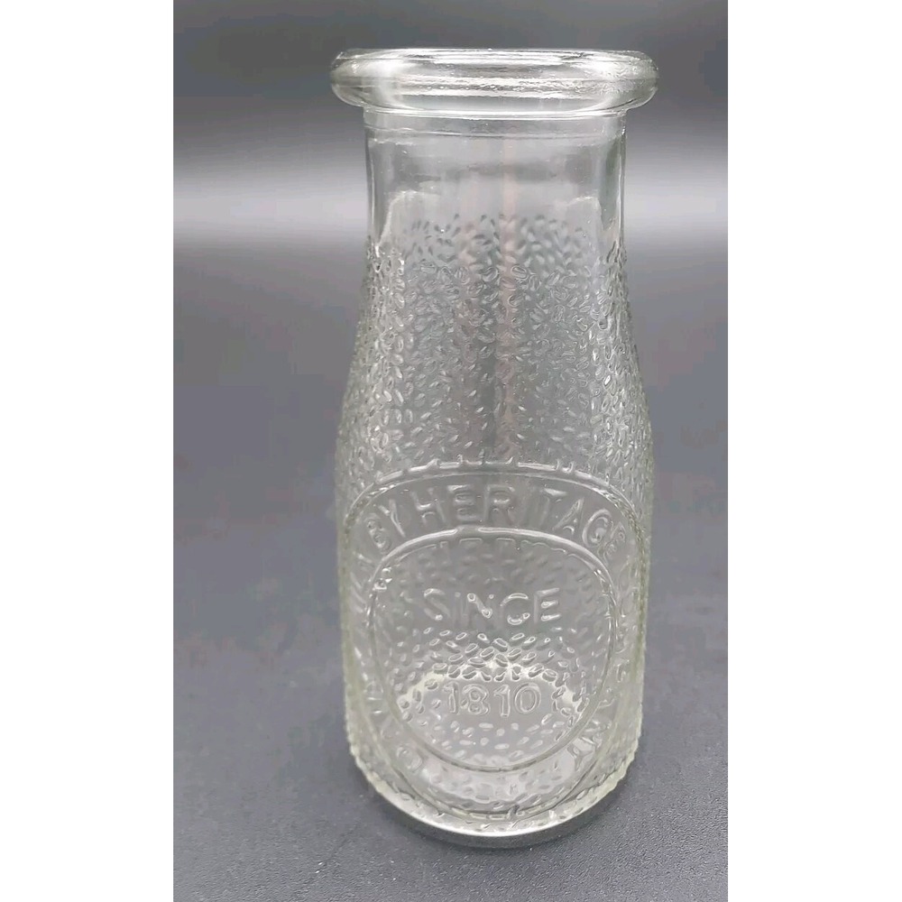 Vintage Dairy Milk By Heritage Company Half Pint Bottle Since 1810 Pebbled Glass